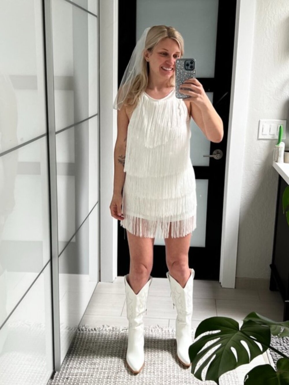 White Fringe Halter Romper